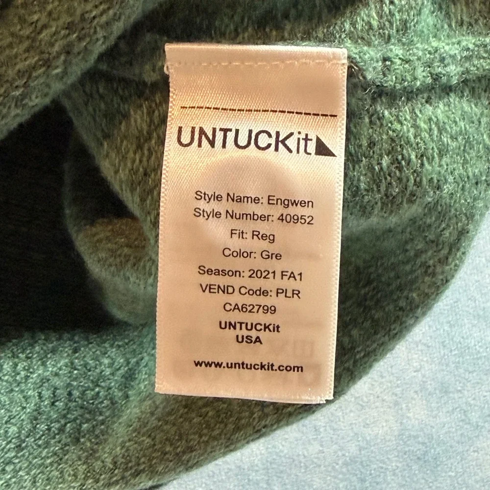 UNTUCKit Engwen Sweater Mens L Green Good Merino Wool Mock Neck 40952